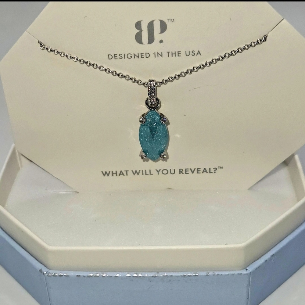 BP OG Necklace NK19305 "River Runs Through Us" Blue Topaz Ice Crystal On Rhodium